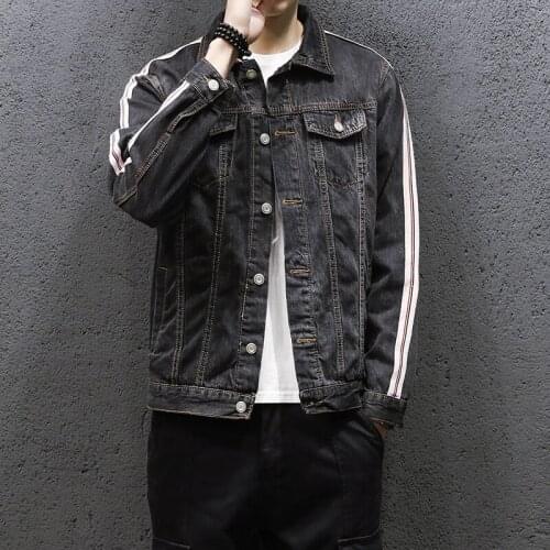 Selling Black 5XL Hot Denim Jacket Man 2020 New Fashion Vintage Striped Jeans Jackets Cowboy Gray 4XL Mens Outerwear Coat #9020