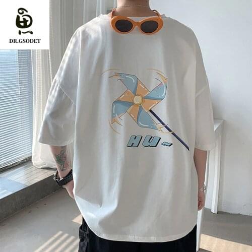 GSODET T-Shirt Couple Male Korean windmill Short-Sleeved T-Shirt Half-Sleeved Tide Ins Loose Clothes Summer