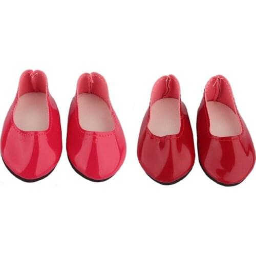 2021 New Pattern Most Fashion Red Leather Shoes Fit 18 Inch American 43cm Baby Doll Clothes Accessories,Girls Toys