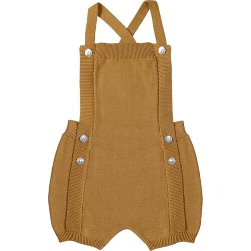 Baby Boy Girl Knitted FUB Solid Soft Cotton 2021 New Summer Spring Romper Bodysuit For Newborns Overalls Shorts Kids Jumpsuit