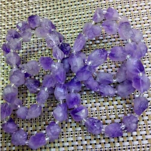 Wholesale 10 Pcs Handmade Weave Irregular Shape Natural Amethysts Stone Elastic Bracelet Fashion Jewelry