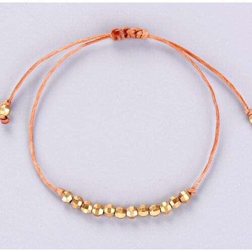 Simple Bracelet Handmade Boho Metal Beads Adjustable Bracelet Friendship Bead Bracelet Birthday Gift Dropshipping Jewelry