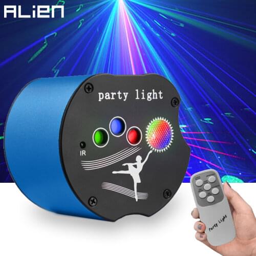ALIEN Remote Control 64 Patterns DJ Disco RGB Stage Laser Light Projector USB Sound Party Holiday Dance Wedding Bar Effect Light