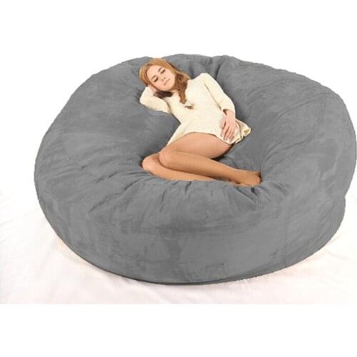 Luxury 7-Foot Bean Bag Chair with Microsuede Cover Black, Machine Washable Big Size Sofa and Giant Lounger Furniture fo