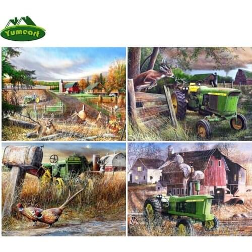 DIY Diamond Embroidery Farm Scenery Diamond Painting By Number Poultry Cross Stitch Diamond Mosaic Tractor New Year Home Decor