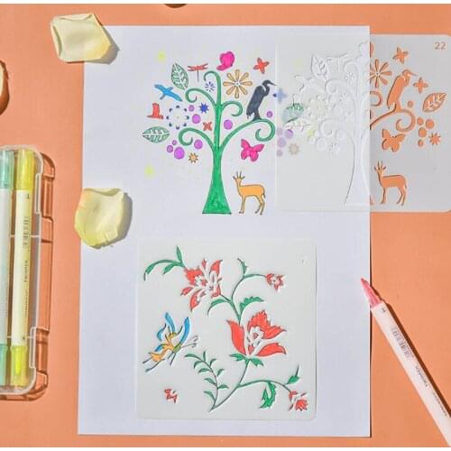 2pc Pupils Hand Copying Template Childrens Diy Accessories Hollow Painting Tools Lace Painting Ruler School Supplies Stationery