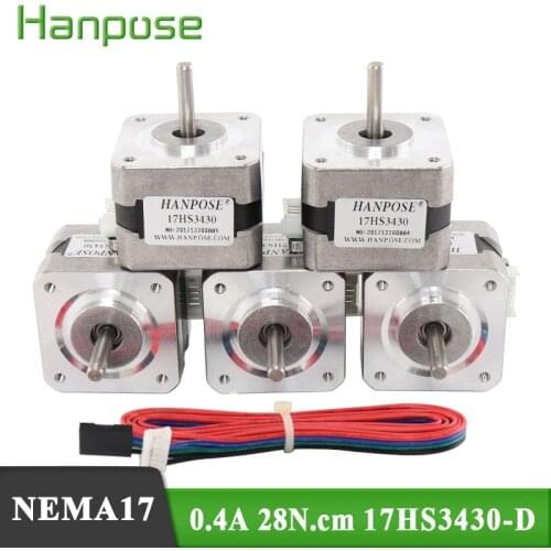5PCS/lot Stepper Motor Nema17 0.4A 28N.cm 34mm length 4-Lead 17HS3430 42 motor for CNC 3D Printer