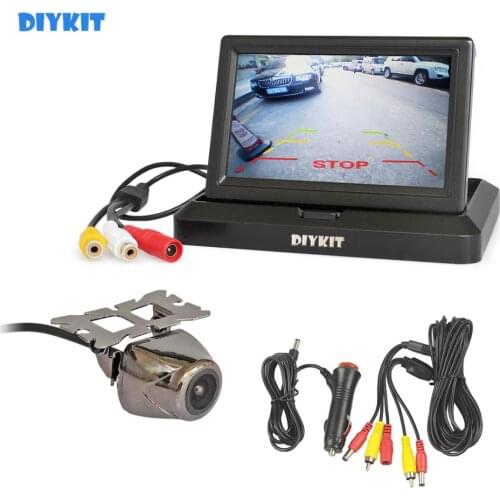 DIYKIT 5" Foldable Rear View Monitor Car Monitor HD Waterproof Metal Rear View Car Camera Parking System Kit