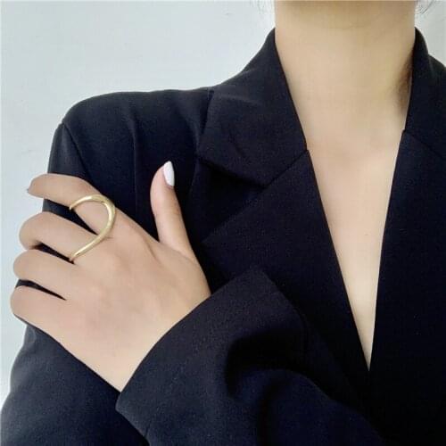 SRCOI Irregular Geometric Lines Multi Ring Fashion Minimalism Retro Nostalgic Gold Silver Color Ring Female Women Jewelry Gifts