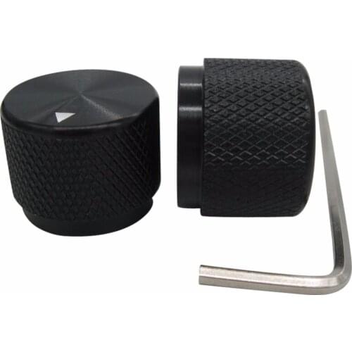 Taiss/ 2pcs Black Aluminum Rotary Electronic Control Potentiometer Knob for 6 mm Diameter Shaft, 20mm Dia x 15.5mm Height