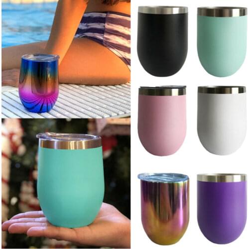 12oz Stainless Steel Stemless Insulated Thermos Mug Vacuum Thermos Cup Mug Swig Tumber OZ Egg Shaped cup Wine beer mug