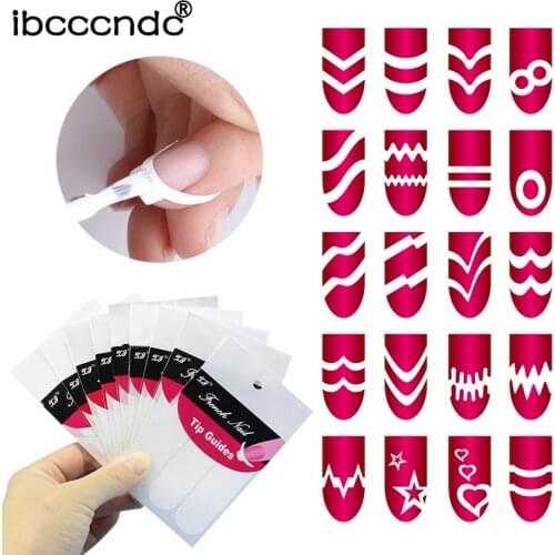 French Nail Art Tips 10 Sheets Nails Form Fringe Guides Sticker Random Style DIY Manicure Stencil Tool Stencil Nail Art