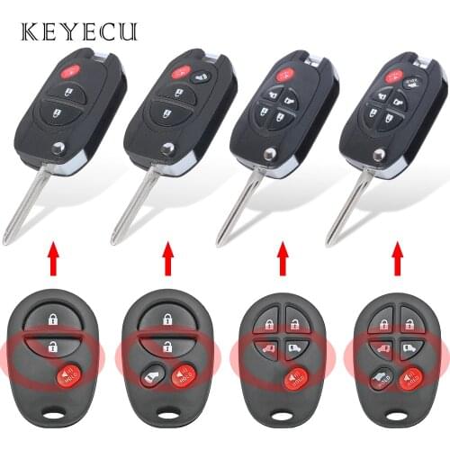 Keyecu GQ43VT20T Upgraded Flip Remote Key 3 4 5 6 Buttons with 4D67 / G Chip for Toyota Highlander Tacoma Sequoia Tundra Sienna