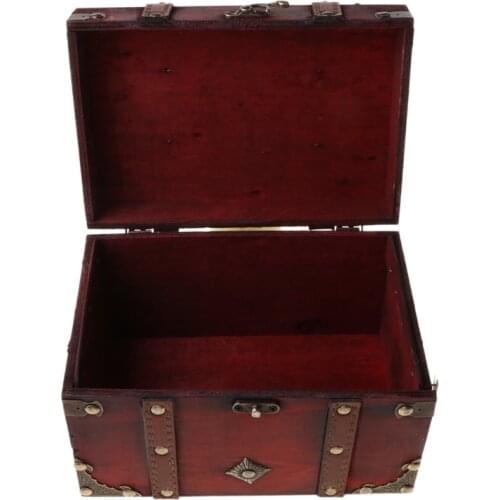 Treasure Chest Vintage Wooden Storage Box Antique Style Jewelry Organizer for Je