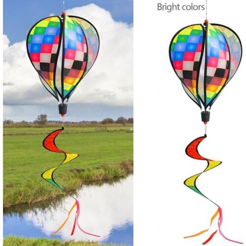 Hot Air Balloon Windsock Garden Rainbow Stripe Wind Twister Outdoor Wind Spinner Garden Yard Decorative Accessories