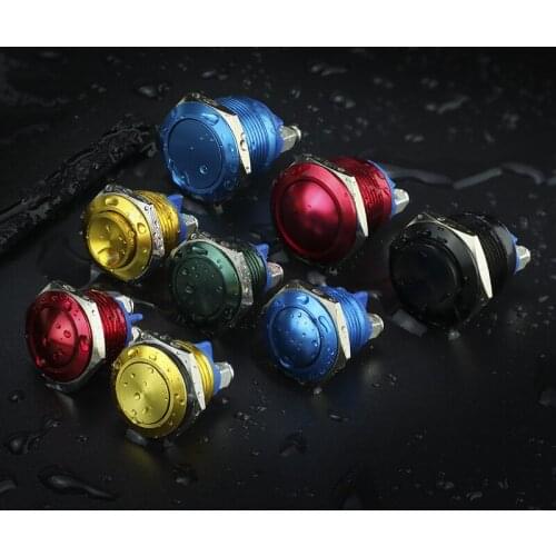 YZWM 19mm Metal Button Switch Access Control Switch Spherical High Head Flat Arc Circle Start Self Reset Switch Screw Bottom