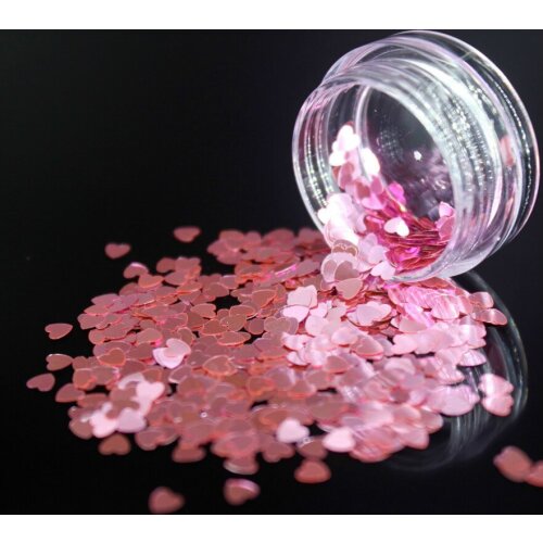 1Box Light Pink Color Sequins Acrylic Powder Crystal Nail Polymer Nail Art Tips Builder False Tips Tools Heart Shape