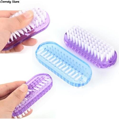 1pc Nail Cleaning Brush Plastic Nail Cleaning Scrubbing Brush Double Sided Hand Nail Brush Cleaner Random Color