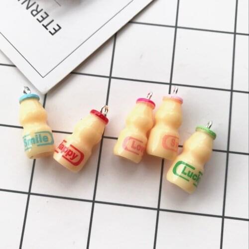10pcs Kawaii resin Yogurt drinks Charms Pendants for DIY decoration neckalce earring key chain Jewelry Making