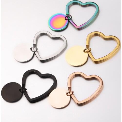 10Pcs/Lot Round Disc Keyring Mirror Polished Stainless Steel Keychains For DIY Making Jewelry