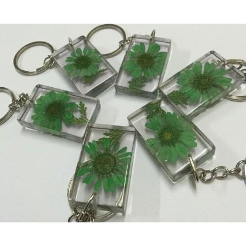 Free Shipping 14 pcs chic style cool real green natural Sunflower fashion jewelry Keychain