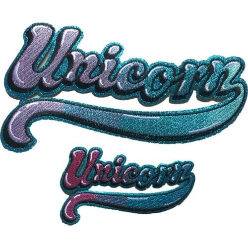 2 Pieces/set Letters of Unicorn Embroidered Patches Iron on Fabric Repair Sewing Badges Clothes Appliques DIY Wedding Stickers
