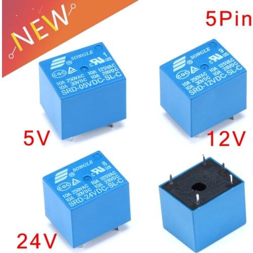 20PCS/lot New Relay SRD-05VDC-SL-C SRD-12VDC-SL-C SRD-24VDC-SL-C 5V 12V 24V 10A 250VAC 5PIN T73