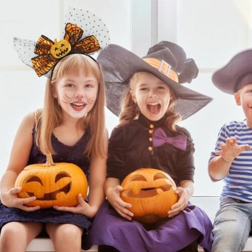 2021 Halloween Pumpkin Bow Headband Cosplay Party Pumpkin Ghost Devil Headdress Lightweight