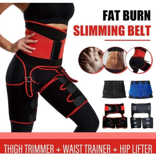 3-IN-1 Fat Burn Trimmer Belt Weight Lose Sauna Slimming Body Belt for Thigh Shaper Waist Shaping Butt Lifter Training Belt