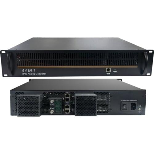 64 in1 IP na analogowy Modulator telewizor z dostępem do kanałów telewizji kablowej stacji czołowej od (RTP/UDP) do RF hotelowy