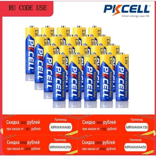 PKCELL 20Pcs R6P 105min AA UM3 MN1500 E91 Battery Super Heavy Duty Baterai 1.5 V kering Tugas Super Berat For Clock