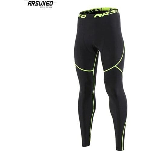 ARSUXEO Mens Winter Thermal Running Tights Warm Up Fleece Compression Sports Tights Cycling Base Layers Training Tights Pants
