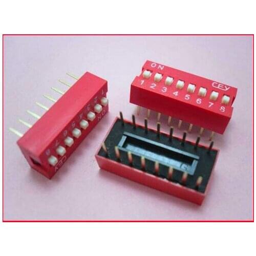 Free Shipping!!! 3pcs Ping Bobo code line switch / 2.54 pitch / 8 / red gold-plated /Electronic Component