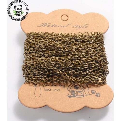 Soldered Brass Cable Chain Cross Chains, Lead Free and Nickel Free, Antique Bronze, Link: about 3.5mm long, 2.5mm wide, 0.45mm