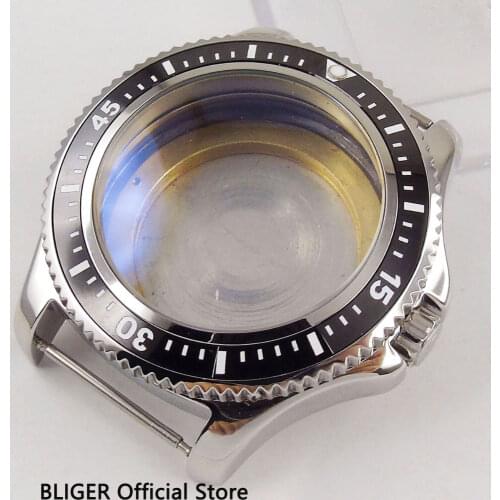 44MM BLIGER 316L Stainless Steel Watch Case Black Fit ETA 2836 MIYOTA 8215 821A DG 2813 Automatic Movement