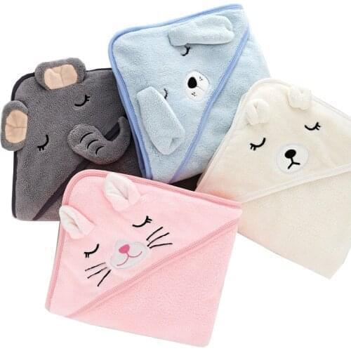 Baby Hooded Bath Towels,Newborn Cartoon Bathrobe Quick-dry Water Absorbent Soft Sleeping Blanket,80*80/90*90cm Infant Boys Girls