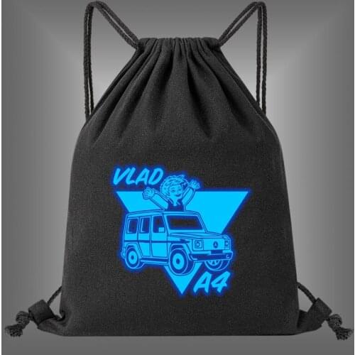Vlad A4 Paper Printing Fluorescent Luminous Kids Girls Drawstring Backpack Мерч A4 Portable Large Capacity Travel Men Women Bag
