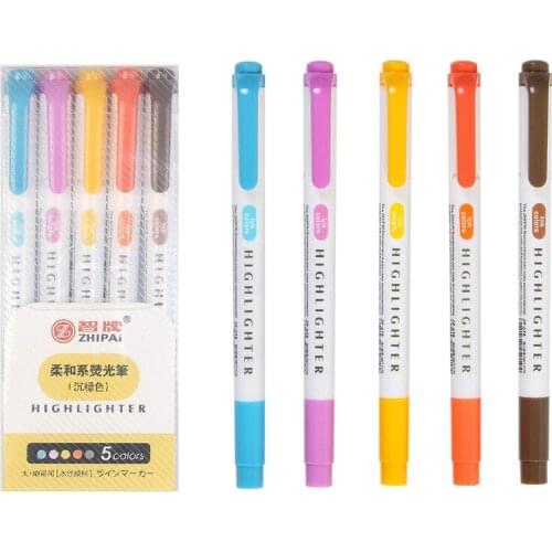 25 Colors New Highlighter Pen Fluorescent Markers Double Headed Highlighters Art Marker Art Supply Japanese Stationery