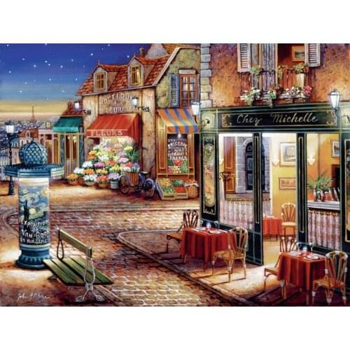 Cafe Coffee shop Paris streets night backdrop High quality Computer print scenic photography backgrounds