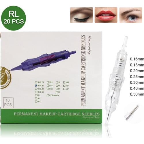 20Pcs Screw Cartridges Needles Tattoo 1R/2R/3/4/5/7RL Permanent Makeup Machine Needles Professional Needles for Specify Machine
