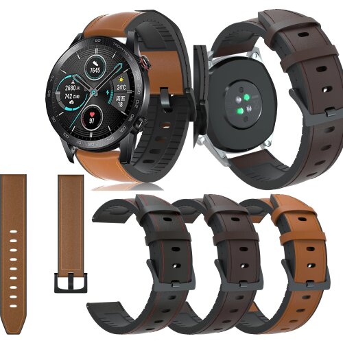 Leather Watchband Strap for Huawei Honor Magic 2 46mm/ Dream/ 2e gt2 gt Bracelet Band 22mm Replacement Wristband for WATCH 2 Pro