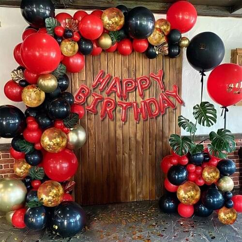 Red and Black Gold Balloons Birthday Valentines Day Party Decorations Balloon Garland Arch Kit Birthday Party Decorations