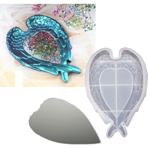 Wing Love Mirror Tray Epoxy Resin Mold Serving Board Plate Coaster Silicone Mould DIY Crafts Home Decorations Casting Tools