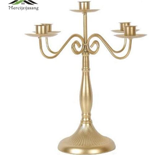 Metal Candle Holders Candlestick 1/3/5-arms Candle Holder Stand Gold Pillar for Wedding Home Decoration Candelabra GZT020