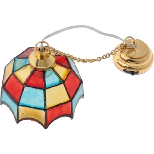 1:12 Scale Mini LED Chandelier Ceiling Lamp Model Dollhouse Miniature Accessories Living Room Bedroom Toy Doll House Decoration