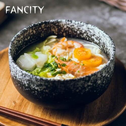 FANCITY Japanese-style instant noodle bowl, large tableware, deep bowl, dish bowl, Ajisenra bowl, dorm ceramic bowl can be custo