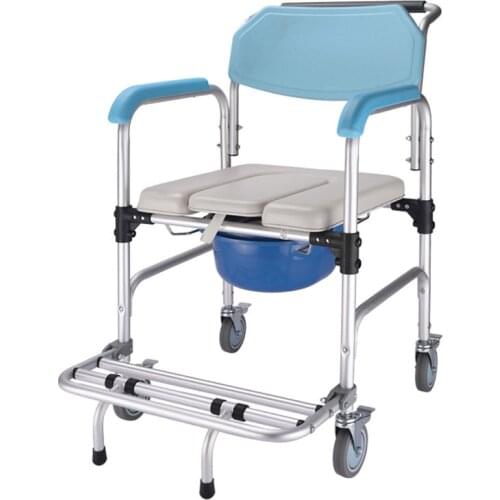 Elderly with wheel toilet chair mobile household toilet chair shower bath chair reinforced thickened disabled toilet