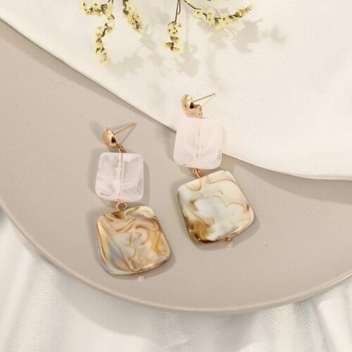 Fashion Big Resin Drop Earrings For Women 2020 New Acrylic Large Square Earrings Trendy statement Geometric Jewelry