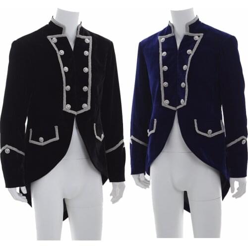 Cosplaydiy Mens Victorian Medieval Gothic Aristocrat Elegant Velvet Jacket 18th Century England Elegant Knight Costume L0516