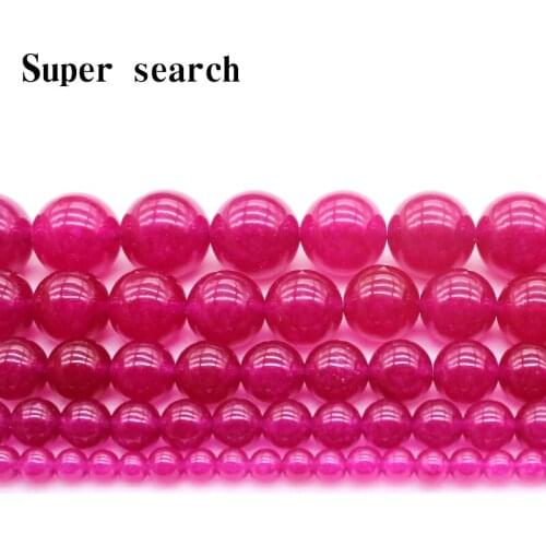 Natural Stone bright Rose red colour Chalcedony Jades Round Loose Beads4 6 8 10 12MM Fit DIY Bracelet&Necklace Jewelry Making